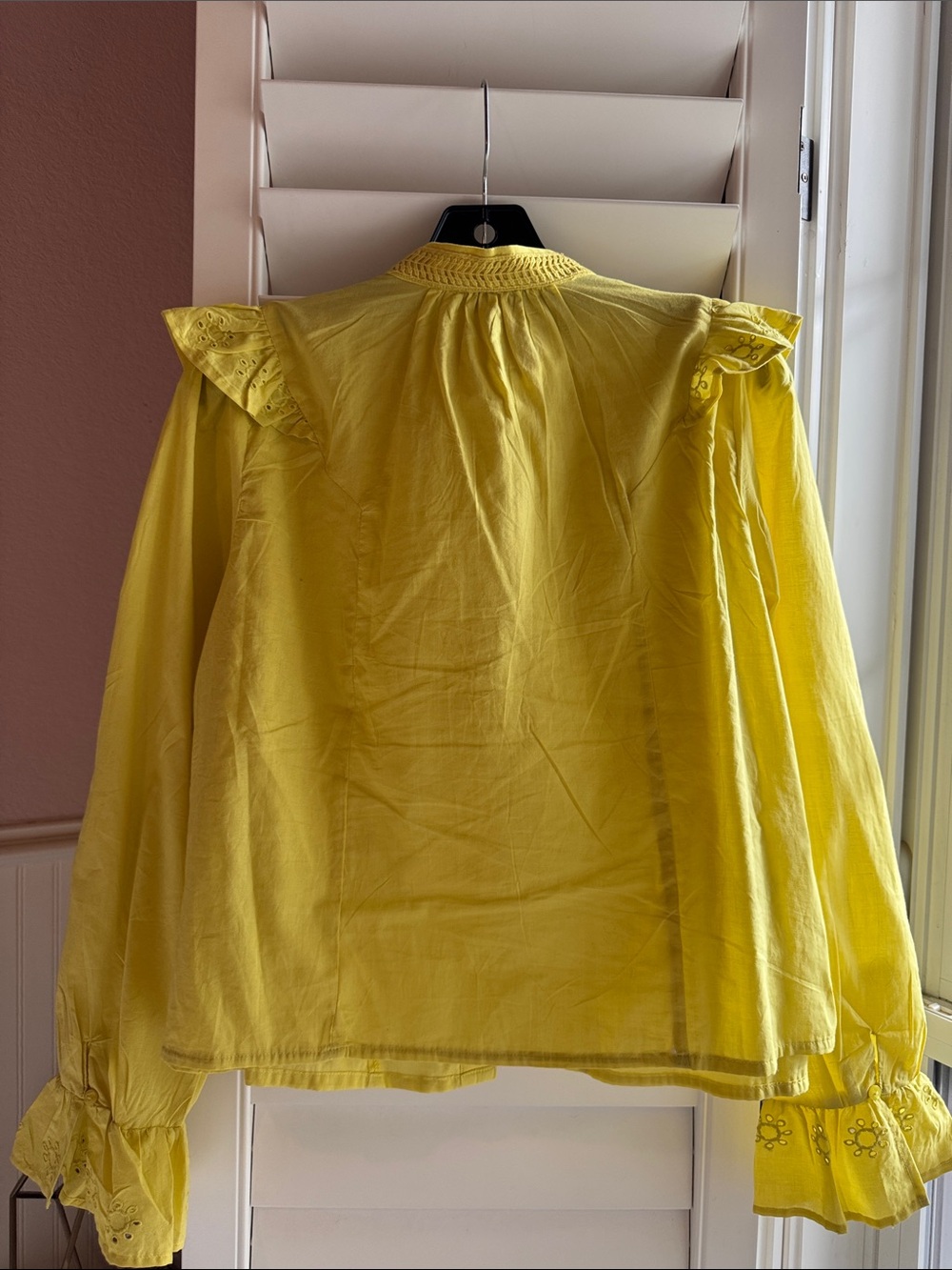 Jessica Simpson Yellow Ruffle Eyelet Button-Up Blouse - Picture 2 of 6